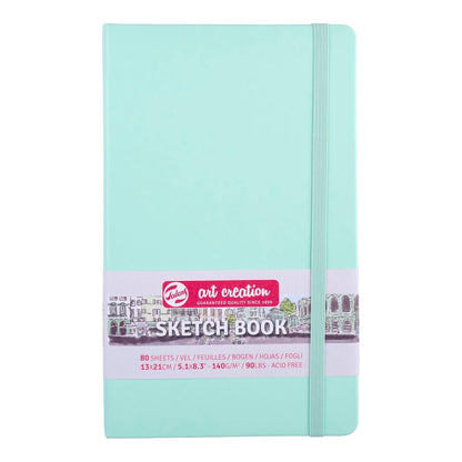 Cuaderno Vertical color menta fresca con hojas blancas de 13cm x 21cm