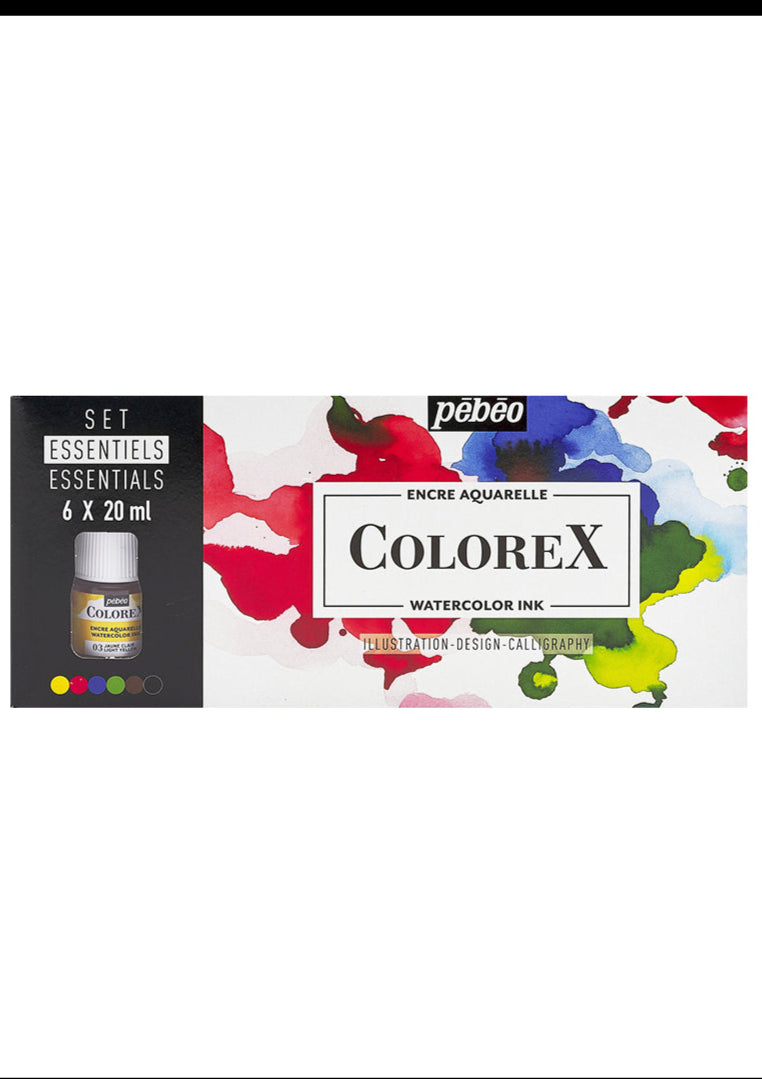 Set Tinta de Acuarela 6 Colores 20ml Pebeo Colorex